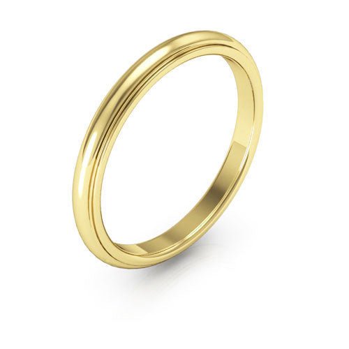 10K Yellow Gold 2.5mm half round edge design comfort fit wedding band - DELLAFORA