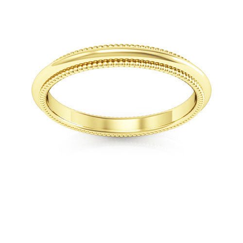 10K Yellow Gold 2.5mm milgrain comfort fit wedding band - DELLAFORA