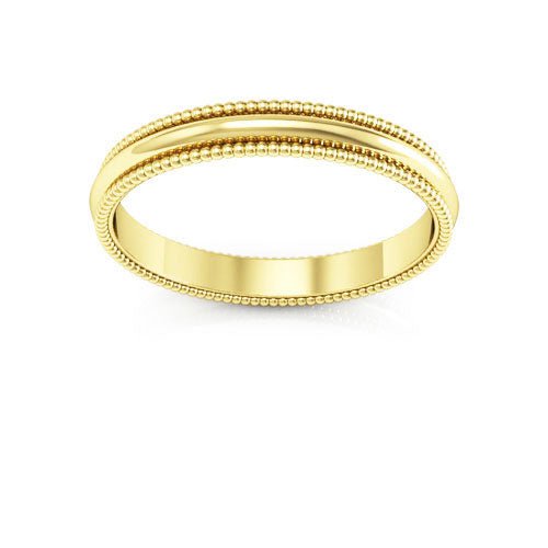 10K Yellow Gold 2.5mm milgrain wedding band - DELLAFORA