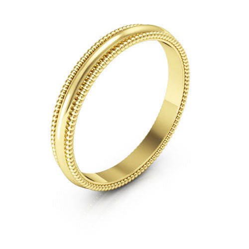 10K Yellow Gold 2.5mm milgrain wedding band - DELLAFORA