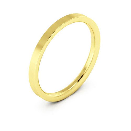 10K Yellow Gold 2mm flat comfort fit wedding band - DELLAFORA