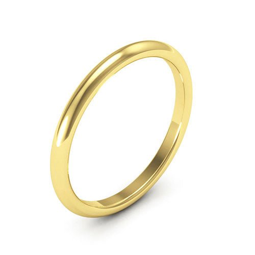 10K Yellow Gold 2mm half round comfort fit wedding band - DELLAFORA