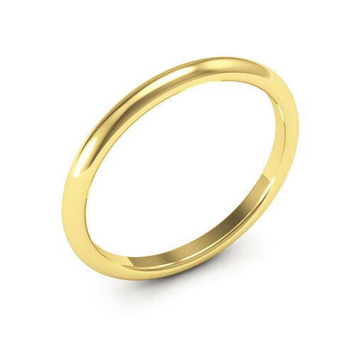 10K Yellow Gold 2mm half round comfort fit wedding band - DELLAFORA