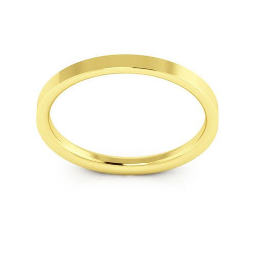 10K Yellow Gold 2mm heavy weight flat comfort fit wedding band - DELLAFORA