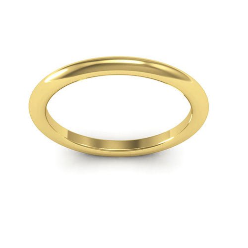 10K Yellow Gold 2mm heavy weight half round comfort fit wedding band - DELLAFORA