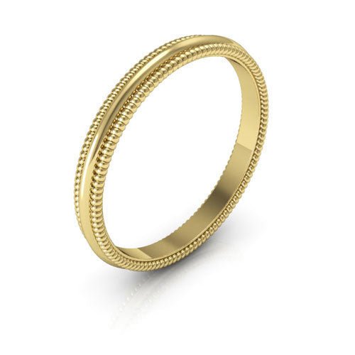 10K Yellow Gold 2mm milgrain wedding band - DELLAFORA