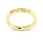 10K Yellow Gold 3mm flat comfort fit diamond wedding band - DELLAFORA