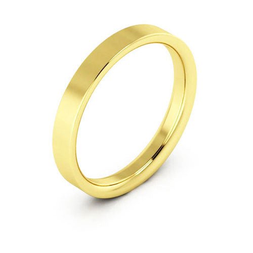 10K Yellow Gold 3mm flat comfort fit wedding band - DELLAFORA