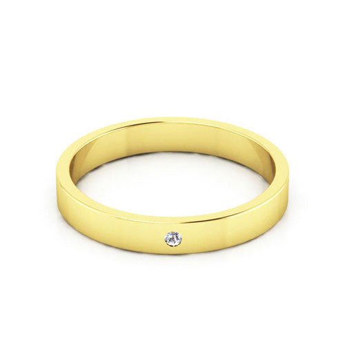 10K Yellow Gold 3mm flat diamond wedding band - DELLAFORA