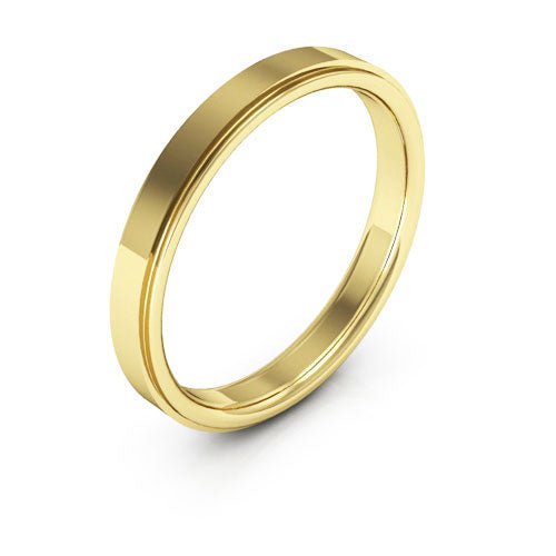 10K Yellow Gold 3mm flat edge design comfort fit wedding band - DELLAFORA