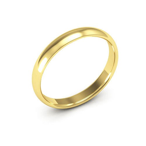 10K Yellow Gold 3mm half round comfort fit wedding band - DELLAFORA