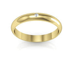 10K Yellow Gold 3mm half round diamond wedding band - DELLAFORA