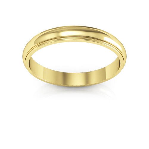 10K Yellow Gold 3mm half round edge design wedding band - DELLAFORA