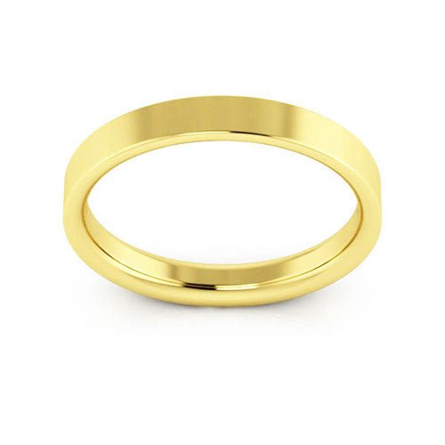 10K Yellow Gold 3mm heavy weight flat comfort fit wedding band - DELLAFORA
