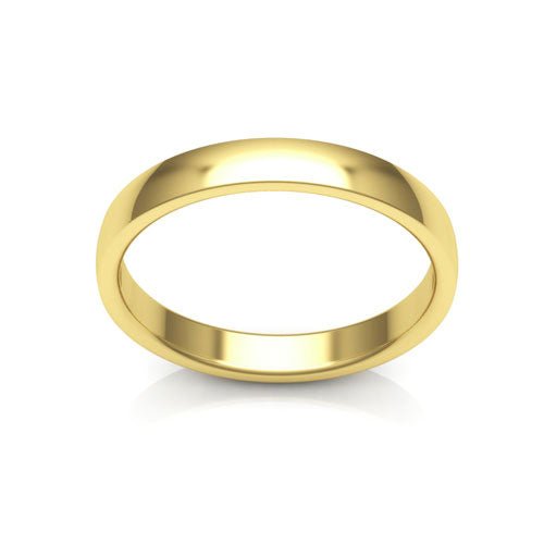 10K Yellow Gold 3mm low dome comfort fit wedding band - DELLAFORA