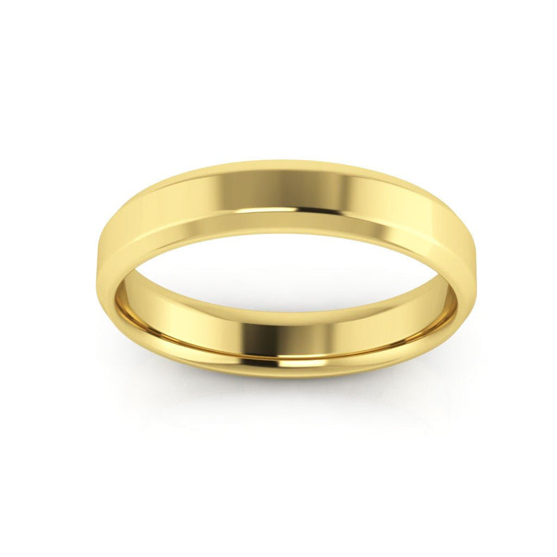 10K Yellow Gold 4mm beveled edge comfort fit wedding band - DELLAFORA