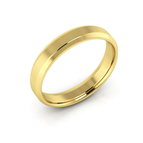 10K Yellow Gold 4mm beveled edge comfort fit wedding band - DELLAFORA