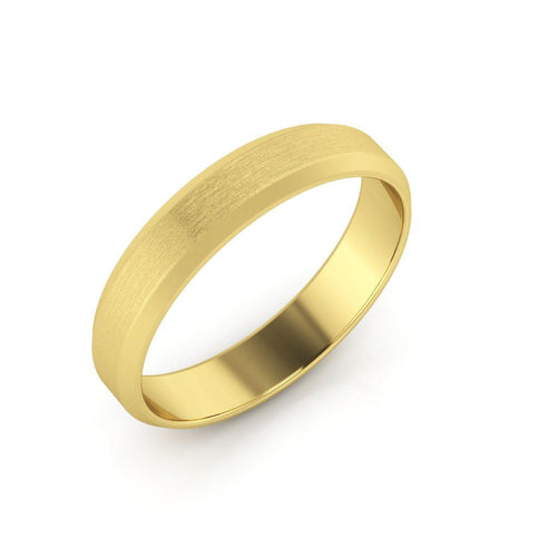 10K Yellow Gold 4mm beveled edge satin center wedding band - DELLAFORA