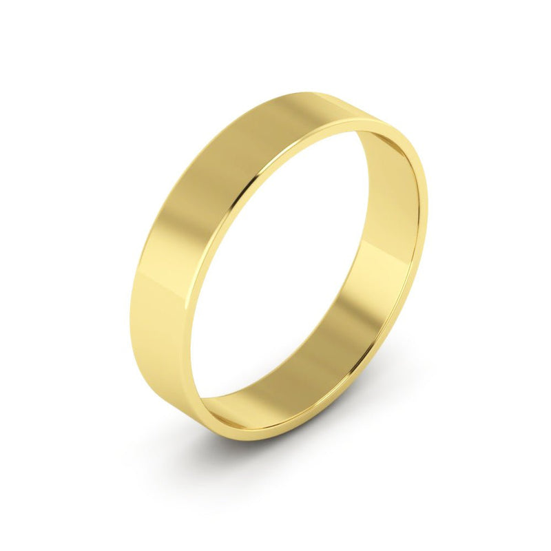 10K Yellow Gold 4mm extra light flat wedding bands - DELLAFORA