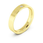 10K Yellow Gold 4mm flat comfort fit diamond wedding band - DELLAFORA
