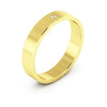 10K Yellow Gold 4mm flat diamond wedding band - DELLAFORA