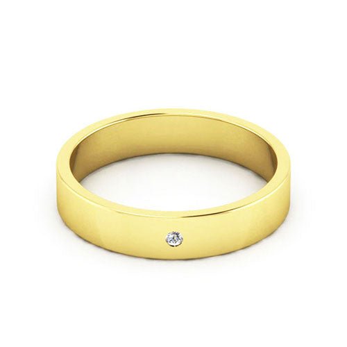 10K Yellow Gold 4mm flat diamond wedding band - DELLAFORA