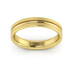 10K Yellow Gold 4mm grooved design brushed comfort fit wedding band - DELLAFORA