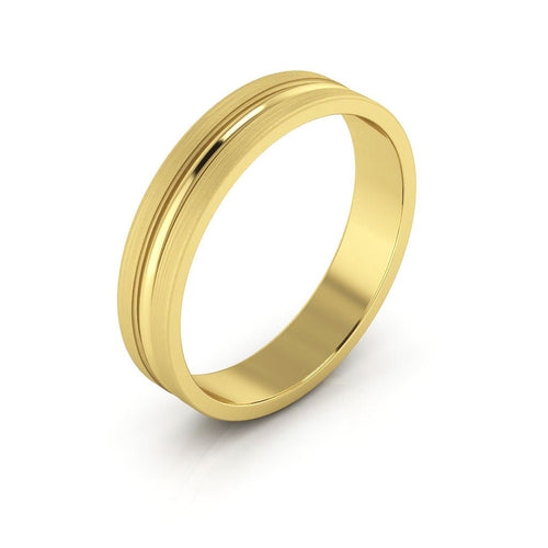 10K Yellow Gold 4mm grooved design brushed wedding band - DELLAFORA