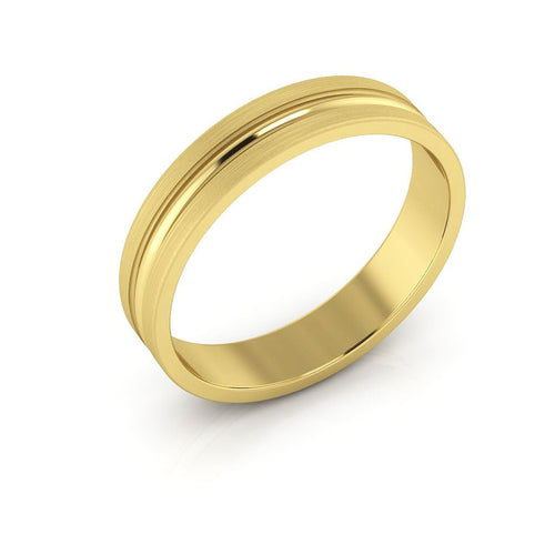 10K Yellow Gold 4mm grooved design brushed wedding band - DELLAFORA