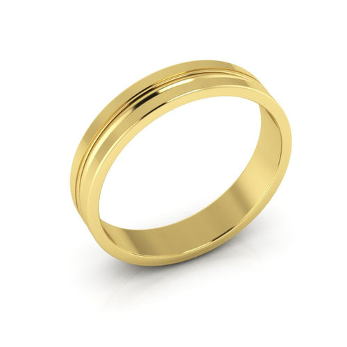 10K Yellow Gold 4mm grooved design wedding band - DELLAFORA