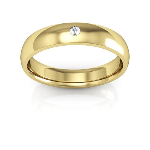 10K Yellow Gold 4mm half round comfort fit diamond wedding band - DELLAFORA