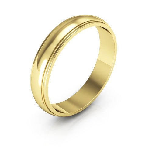 10K Yellow Gold 4mm half round edge design wedding band - DELLAFORA