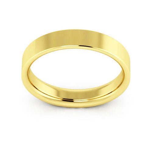 10K Yellow Gold 4mm heavy weight flat comfort fit wedding band - DELLAFORA
