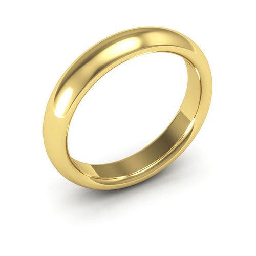 10K Yellow Gold 4mm heavy weight half round comfort fit wedding band - DELLAFORA