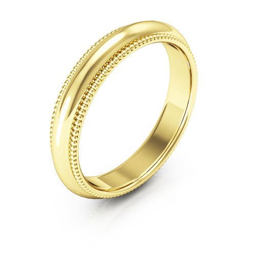 10K Yellow Gold 4mm milgrain comfort fit wedding band - DELLAFORA