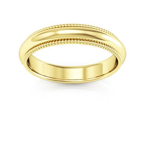 10K Yellow Gold 4mm milgrain comfort fit wedding band - DELLAFORA