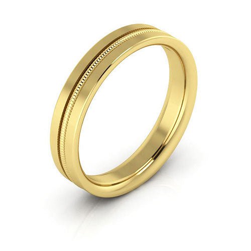 10K Yellow Gold 4mm milgrain grooved design comfort fit wedding band - DELLAFORA