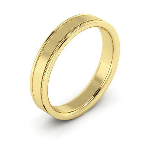 10K Yellow Gold 4mm milgrain raised edge design comfort fit wedding band - DELLAFORA