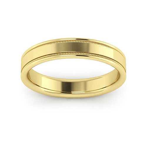 10K Yellow Gold 4mm milgrain raised edge design comfort fit wedding band - DELLAFORA