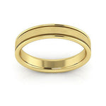 10K Yellow Gold 4mm raised edge design brushed center comfort fit wedding band - DELLAFORA