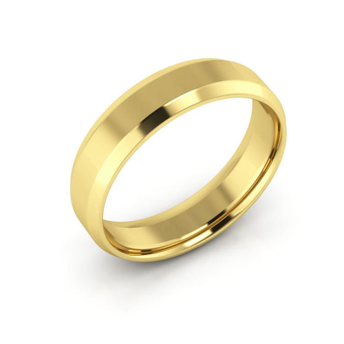 10K Yellow Gold 5mm beveled edge comfort fit wedding band - DELLAFORA