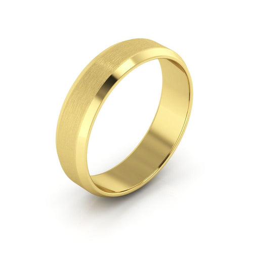 10K Yellow Gold 5mm beveled edge satin center wedding band - DELLAFORA