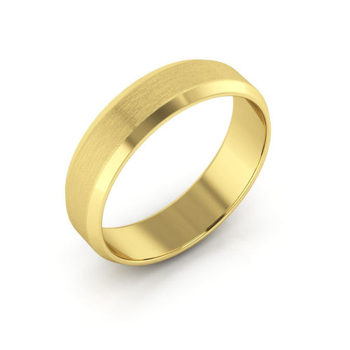 10K Yellow Gold 5mm beveled edge satin center wedding band - DELLAFORA