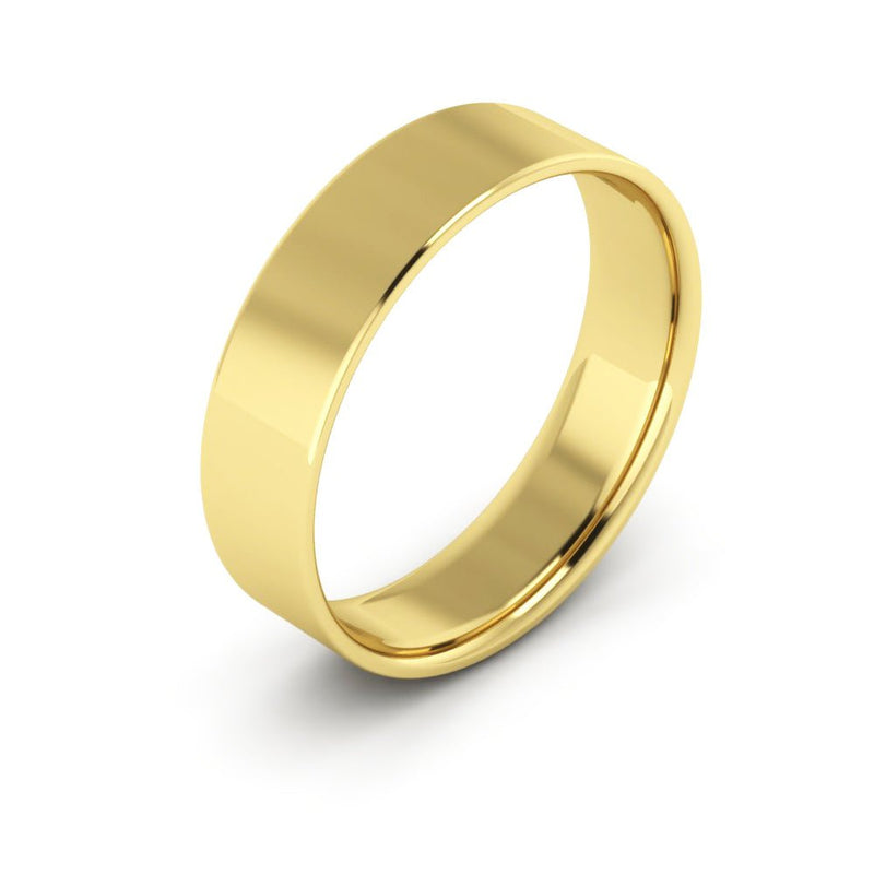 10K Yellow Gold 5mm extra light flat comfort fit wedding bands - DELLAFORA