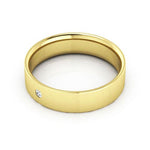10K Yellow Gold 5mm flat comfort fit diamond wedding band - DELLAFORA