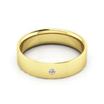 10K Yellow Gold 5mm flat comfort fit diamond wedding band - DELLAFORA