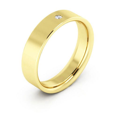 10K Yellow Gold 5mm flat comfort fit diamond wedding band - DELLAFORA