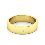 10K Yellow Gold 5mm flat diamond wedding band - DELLAFORA