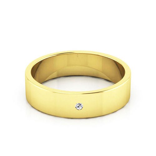 10K Yellow Gold 5mm flat diamond wedding band - DELLAFORA