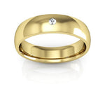 10K Yellow Gold 5mm half round comfort fit diamond wedding band - DELLAFORA